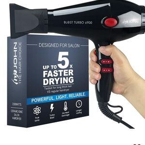 Blast Turbo 6900 Hair Dryer - Black JOHN Super Fast Drying Ionic 2200W